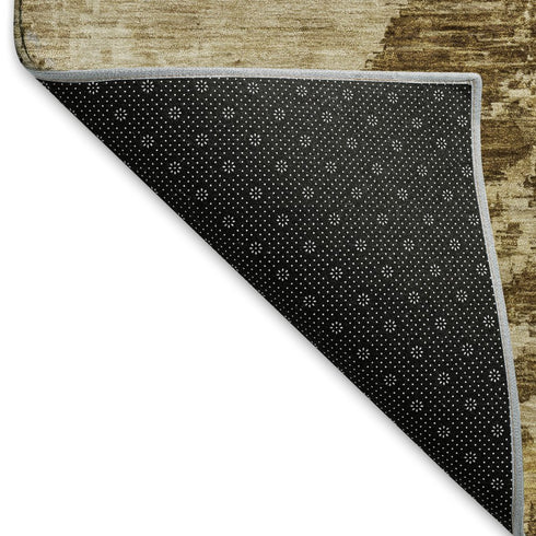 5' X 8' Brown Beige And Gray Abstract Washable Area Rug With UV Protection