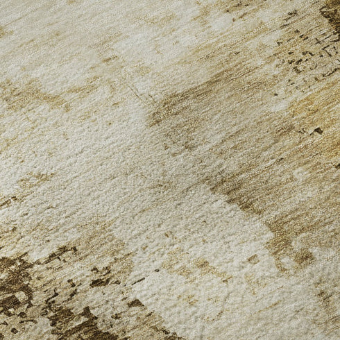 5' X 8' Brown Beige And Gray Abstract Washable Area Rug With UV Protection