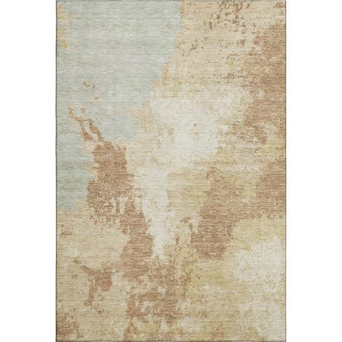 8' X 10' Coral Ivory And Beige Abstract Washable Area Rug With UV Protection