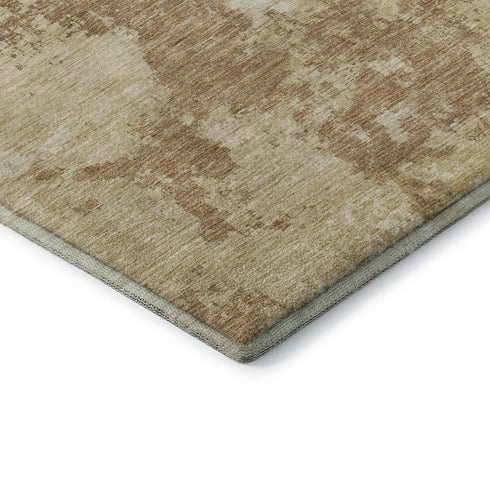8' X 10' Coral Ivory And Beige Abstract Washable Area Rug With UV Protection
