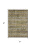 5' X 8' Brown Beige And Gray Striped Washable Area Rug With UV Protection