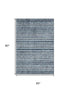 5' X 8' Blue And Gray Striped Washable Area Rug With UV Protection