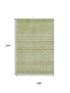 9' X 12' Green Gold And Beige Striped Washable Area Rug With UV Protection
