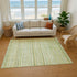 9' X 12' Green Gold And Beige Striped Washable Area Rug With UV Protection