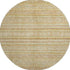 8' Wheat Beige And Gold Striped Washable Round Rug With UV Protection