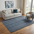 5' X 8' Blue Gray And Charcoal Striped Washable Area Rug With UV Protection