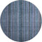 8' Blue Gray And Charcoal Striped Washable Round Rug With UV Protection