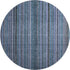 8' Blue Gray And Charcoal Striped Washable Round Rug With UV Protection