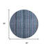 8' Blue Gray And Charcoal Striped Washable Round Rug With UV Protection