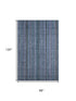8' X 10' Blue Gray And Charcoal Striped Washable Area Rug With UV Protection