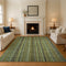 8' X 10' Green Gray And Gold Striped Washable Area Rug With UV Protection