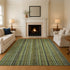 8' X 10' Green Gray And Gold Striped Washable Area Rug With UV Protection