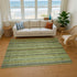 8' X 10' Green Gray And Gold Striped Washable Area Rug With UV Protection