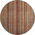 8' Rust Taupe And Gray Striped Washable Round Rug With UV Protection