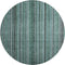 8' Teal Charcoal And Gray Striped Washable Round Rug With UV Protection