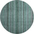 8' Teal Charcoal And Gray Striped Washable Round Rug With UV Protection