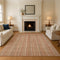 9' X 12' Rust Beige And Copper Striped Washable Area Rug With UV Protection