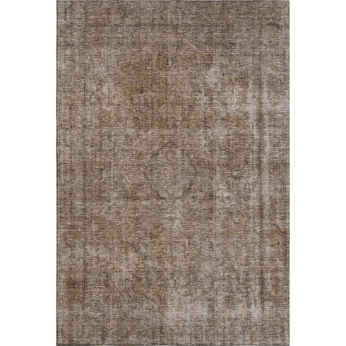 5' X 8' Brown And Taupe Abstract Washable Area Rug With UV Protection