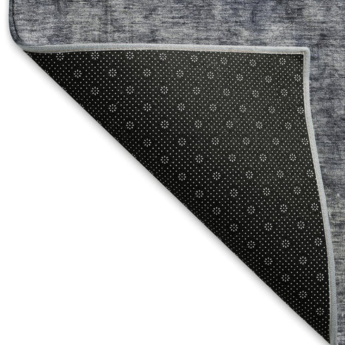 5' X 8' Blue And Gray Abstract Washable Area Rug With UV Protection