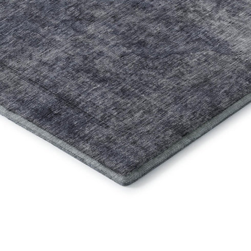 5' X 8' Blue And Gray Abstract Washable Area Rug With UV Protection