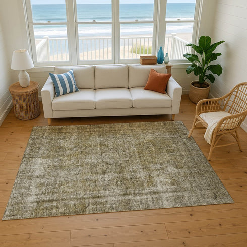 8' X 10' Pewter And Silver Abstract Washable Area Rug With UV Protection