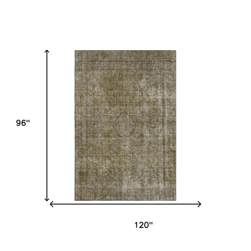 8' X 10' Pewter And Silver Abstract Washable Area Rug With UV Protection
