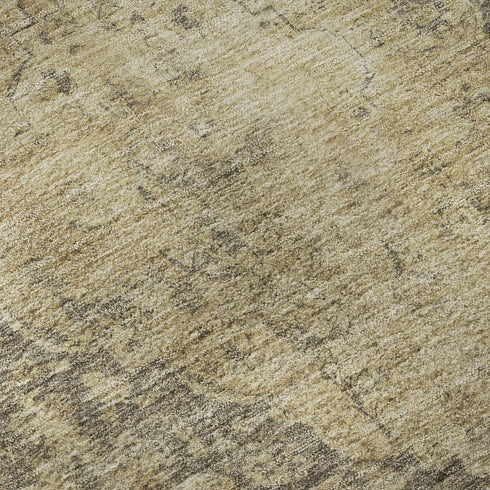 5' X 8' Brown Beige And Taupe Medallion Washable Area Rug With UV Protection