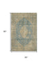5' X 8' Blue Beige And Taupe Medallion Washable Area Rug With UV Protection
