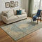 5' X 8' Blue Beige And Taupe Medallion Washable Area Rug With UV Protection