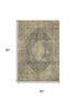 5' X 8' Charcoal Gray And Beige Medallion Washable Area Rug With UV Protection