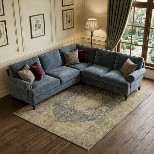 8' X 10' Charcoal Gray And Beige Medallion Washable Area Rug With UV Protection