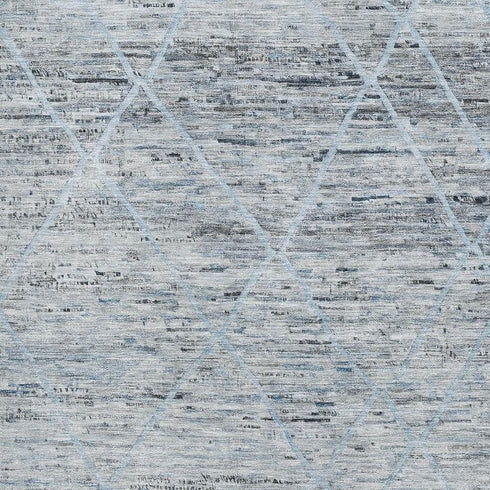 5' X 8' Blue Gray And Silver Abstract Geometric Washable Area Rug With UV Protection