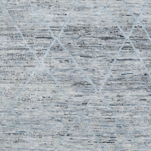 8' X 10' Blue Gray And Silver Abstract Geometric Washable Area Rug With UV Protection