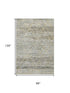 8' X 10' Pewter Beige And Gold Abstract Geometric Washable Area Rug With UV Protection