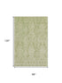 8' X 10' Artichoke Green Beige And Ivory Damask Washable Area Rug With UV Protection
