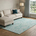 9' X 12' Aqua Teal And Ivory Damask Washable Area Rug With UV Protection