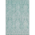 9' X 12' Aqua Teal And Ivory Damask Washable Area Rug With UV Protection
