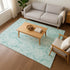 9' X 12' Aqua Teal And Ivory Damask Washable Area Rug With UV Protection