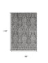 8' X 10' Gray And Silver Damask Washable Area Rug With UV Protection