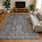 8' X 10' Gray And Silver Damask Washable Area Rug With UV Protection