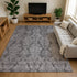 8' X 10' Gray And Silver Damask Washable Area Rug With UV Protection
