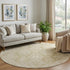 8' Tan And Beige Damask Washable Round Rug With UV Protection