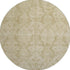 8' Tan And Beige Damask Washable Round Rug With UV Protection