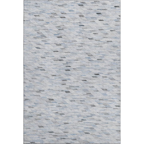 8' X 10' Blue Gray And Ivory Geometric Washable Area Rug With UV Protection