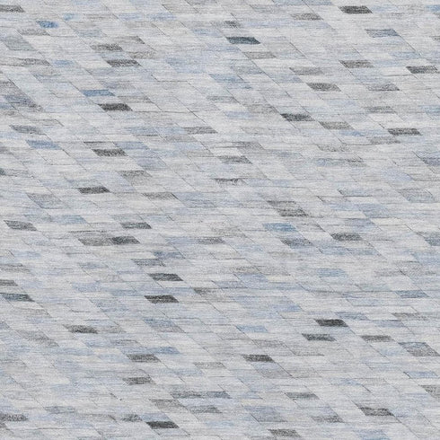 8' X 10' Blue Gray And Ivory Geometric Washable Area Rug With UV Protection