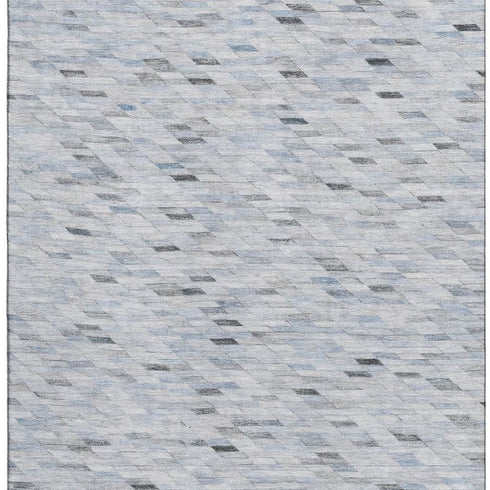 8' X 10' Blue Gray And Ivory Geometric Washable Area Rug With UV Protection