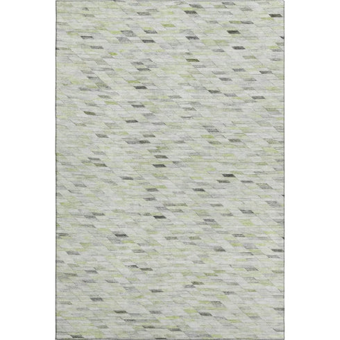 8' X 10' Green Gray And Ivory Geometric Washable Area Rug With UV Protection
