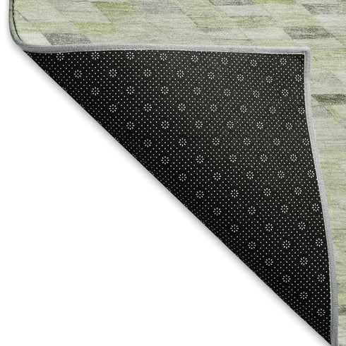 8' X 10' Green Gray And Ivory Geometric Washable Area Rug With UV Protection