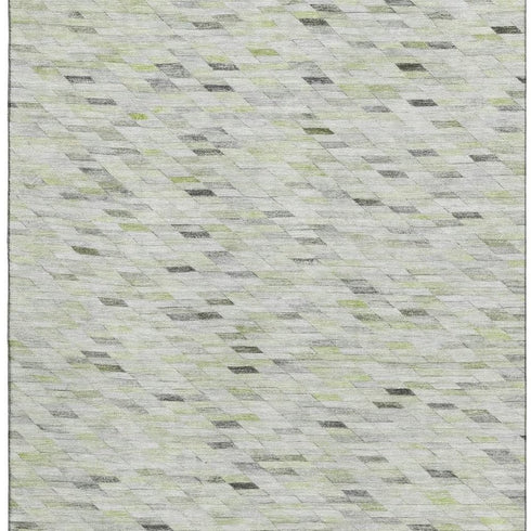 8' X 10' Green Gray And Ivory Geometric Washable Area Rug With UV Protection