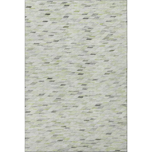 8' X 10' Green Gray And Ivory Geometric Washable Area Rug With UV Protection